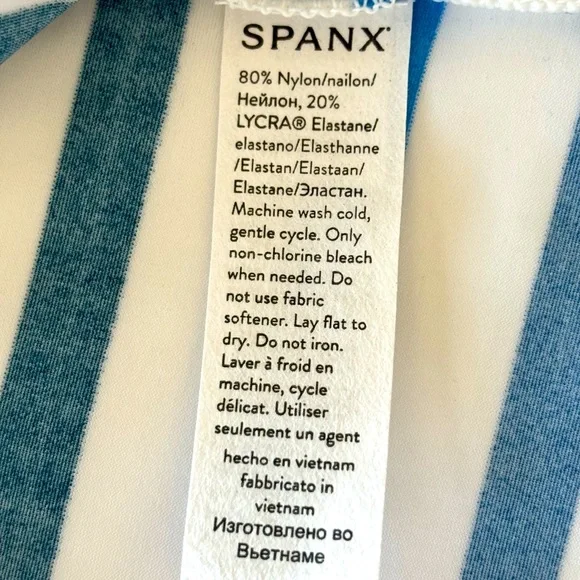 SPANX Long Sleeve Ocean Stripe Blue Swim Shirt--NWT--S - Picture 10 of 13